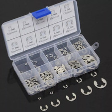 120x E Clips C Circlip Retaining Ring Stainless Steel Assorted 1.5mm to10mm Kit