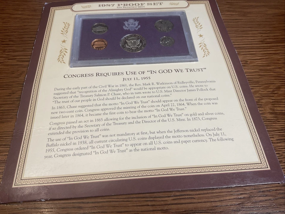 1987 San Francisco Mint Proof Set with Historic 1955 IN GOD WE TRUST - Image 4 of 4