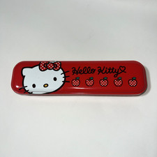 Sanrio Hello Kitty Red Polka Dot Apple Tin Metal Pencil Case 2014 Collectible