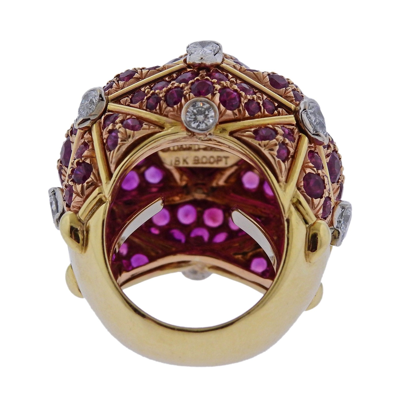 David Webb Geodesic Diamond Ruby Gold Platinum Do… - image 5