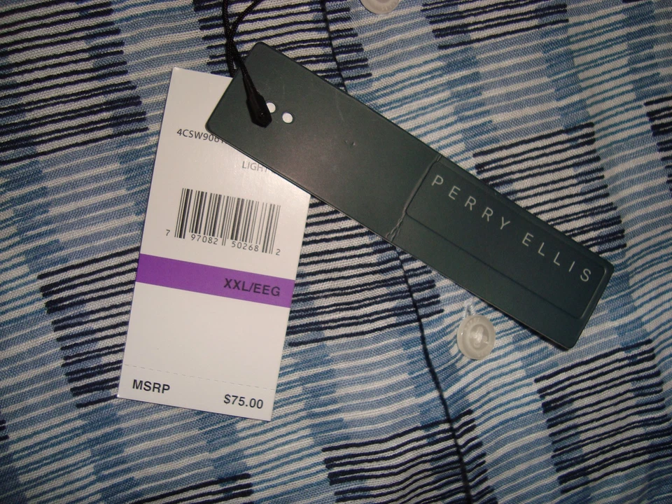 PERRY ELLIS LINEN BLEND SHORTSLEEVES SHIRT SIZE XXL 2XL BNWT@$75.00 - Image 3 of 4