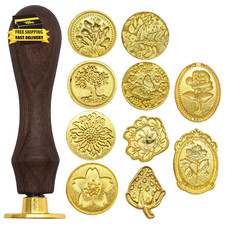 Wax Seal Stamp Kit, 10 Pcs Wax Seal Stamp Heads with a Wooden Handle for Wedding