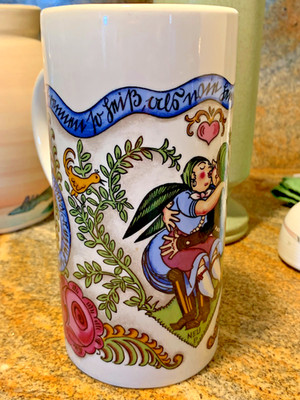 1904-41 SECRET LOVERS  NEU P. Bavarian Porcelain Stein w/Archaic Sütterlin Poem