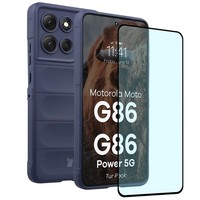HandyhüLle + Glas FüR Motorola Moto G86 5G/G86 Power 5G Bizon Case Dunkelblau