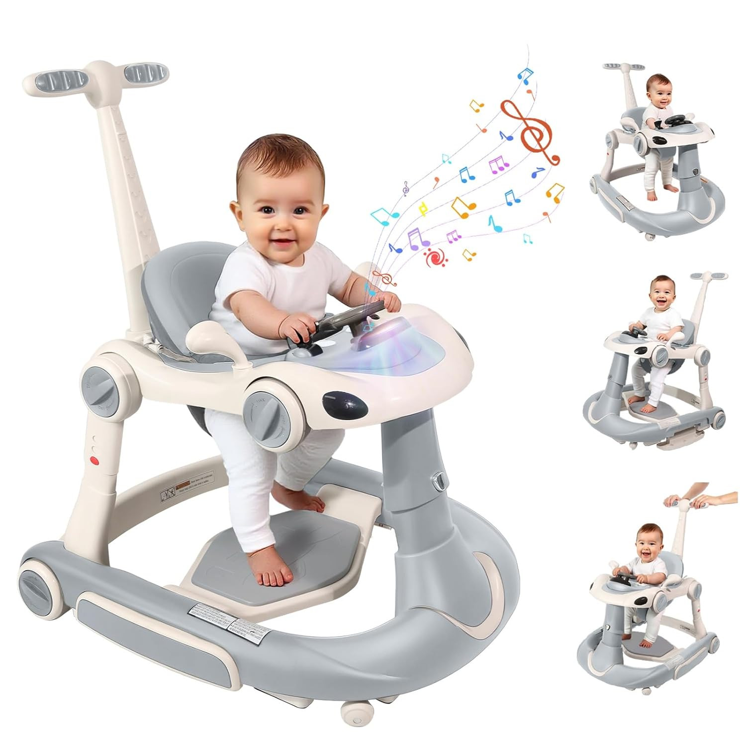 Baby Walker, 4-In-1 Baby Walker with Wheels Portable, Foldab
