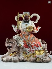 God of Wealth Statue, Riding a Black Tiger, Martial God of Wealth, Resin,