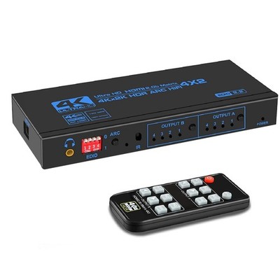 Upgrade 4K 60Hz HDMI Matrix Switcher Splitter 4x2  4 In 2 Out Support ARC EDID