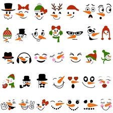 36 Pcs Snowman Face Stickers for Christmas Ornaments Decals DIY Vinyl for Water