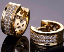 2Ct Round Cut Lab Created Diamond Huggie Hoop Earrings 14k Yellow Gold Plated