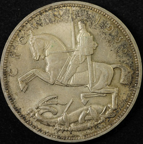 1935 Great Britian George V Rocking Horse Silver Crown- Free Shipping USA