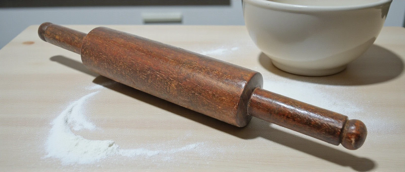 Antique Wooden Large Chapati Bread Rolling Pin Belan Original Old Hand Carved