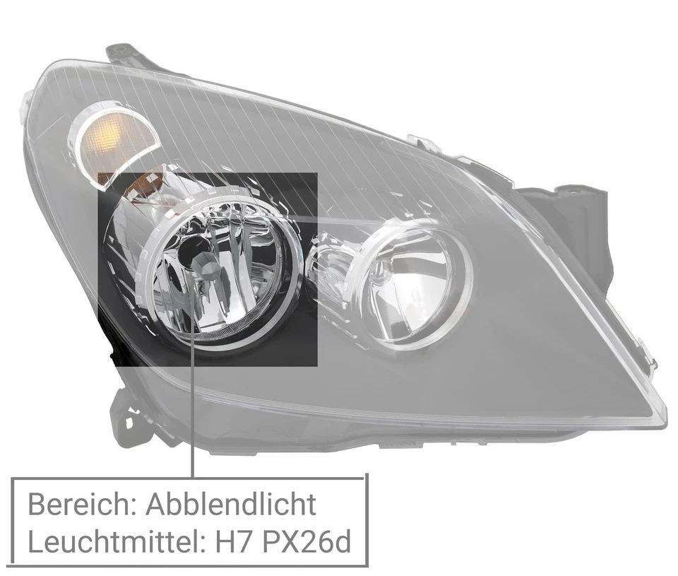 Scheinwerfer Set für Opel Astra H ab 2004-2010 in Schwarz H1 H7 Halogen Upgrade - Bild 4 von 4
