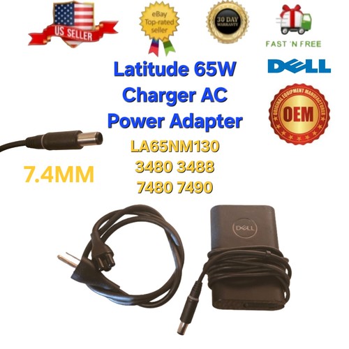 Genuine Dell Latitude 65W Charger AC Power Adapter LA65NM130 3480 3488 7480 7490