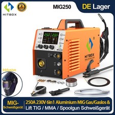 250A 6in1 MIG Schweißgerät Aluminium Gas/Gaslos 220V IGBT MIG/ARC/TIG/Spool Gun