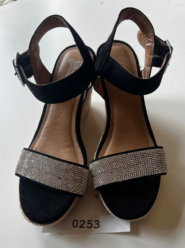 Womens Brash Sarabeth Rhinestone Bling Wedge Heel Sandals Size 6.5