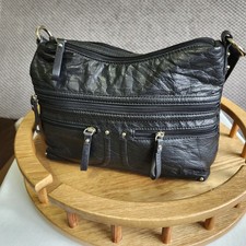Stone Co Purse Black Handbag Adjustable Strap Purse Shoulder 12x9 Leather