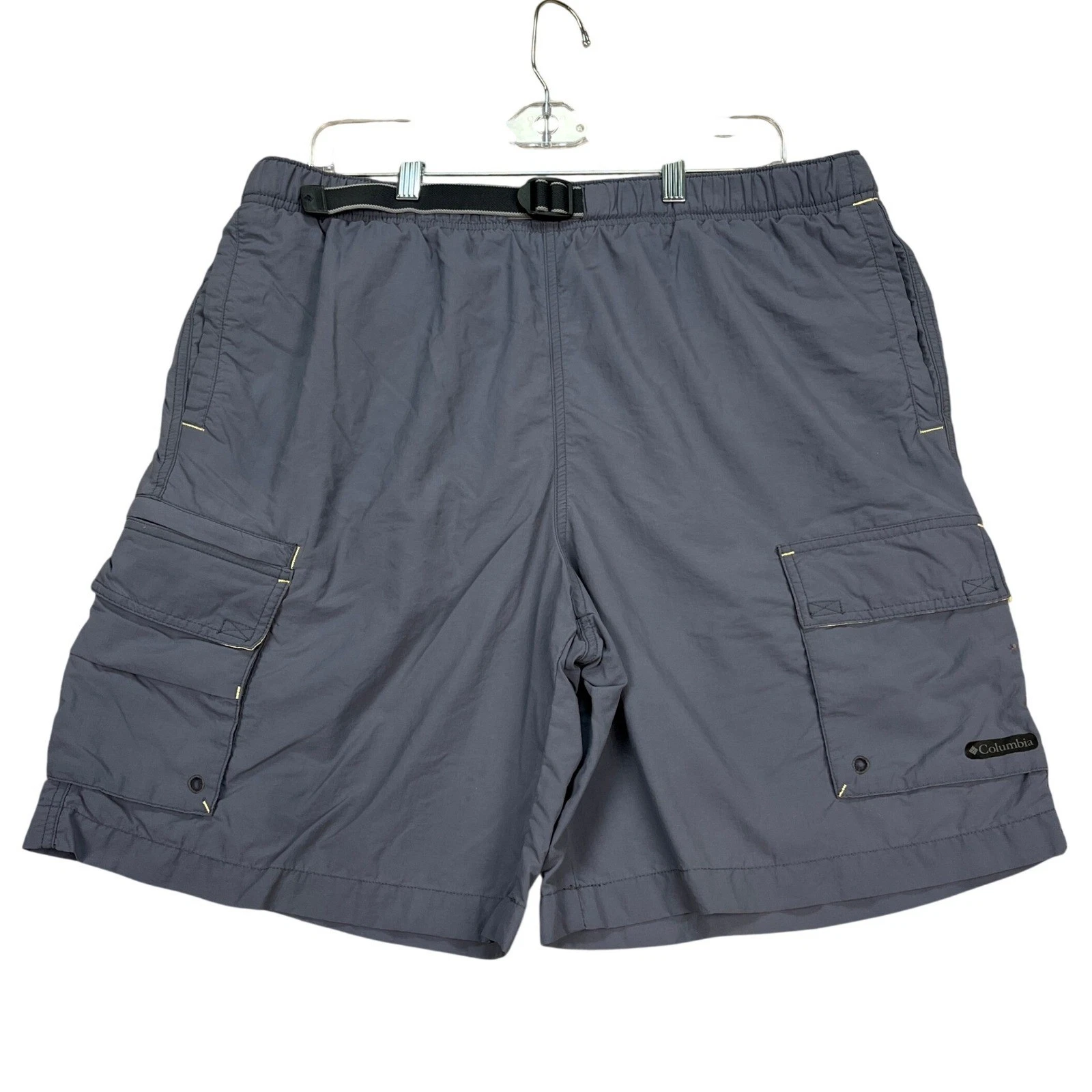 Columbia Vertex Cargo Shorts Mens Large Gray Mesh Lined Integrated Belt EUC