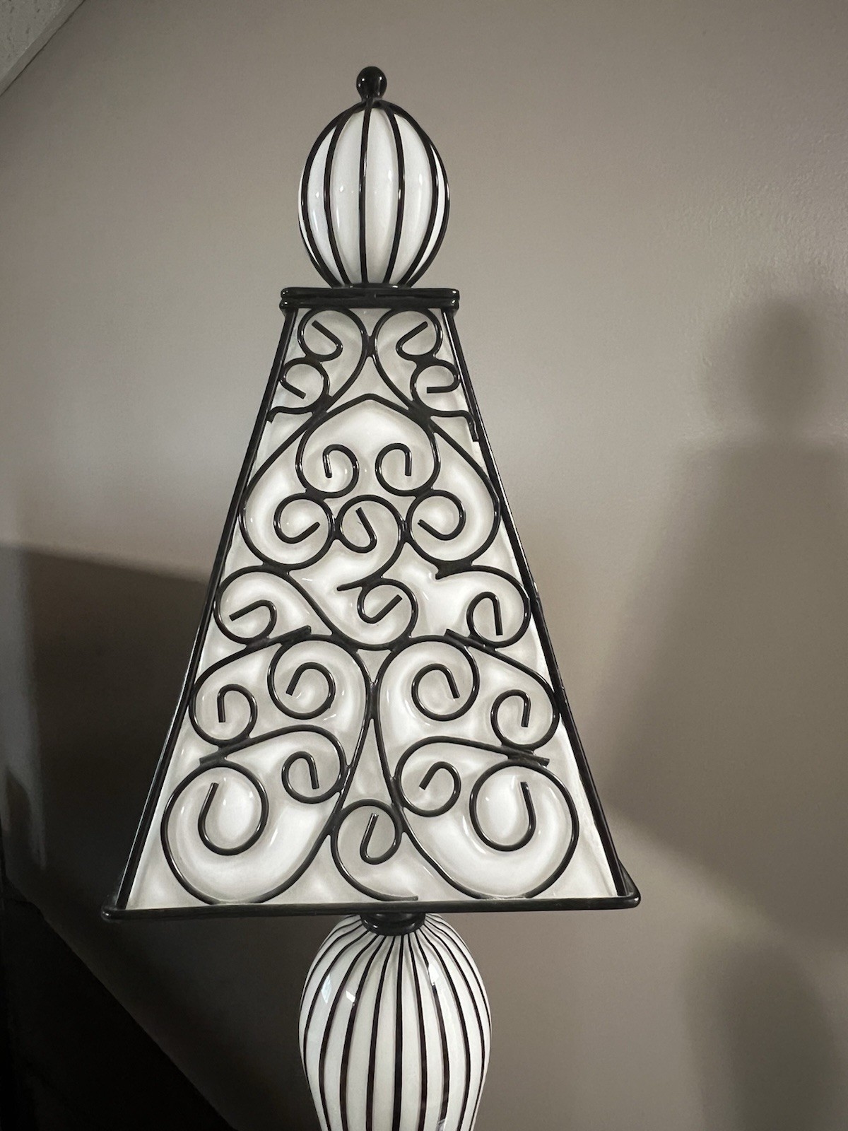Large Murano Style Lamp White and Black