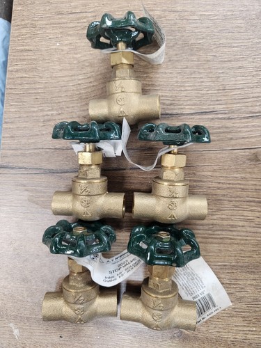 1/2 in. solder brass gate valve, water shut-off, 1/2 in. sweat valve ( 5 pcs.)