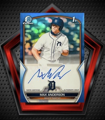 Max Anderson *16/150* Auto 2023 1st Bowman Chrome Blue Refractor #CDA-MA Tigers