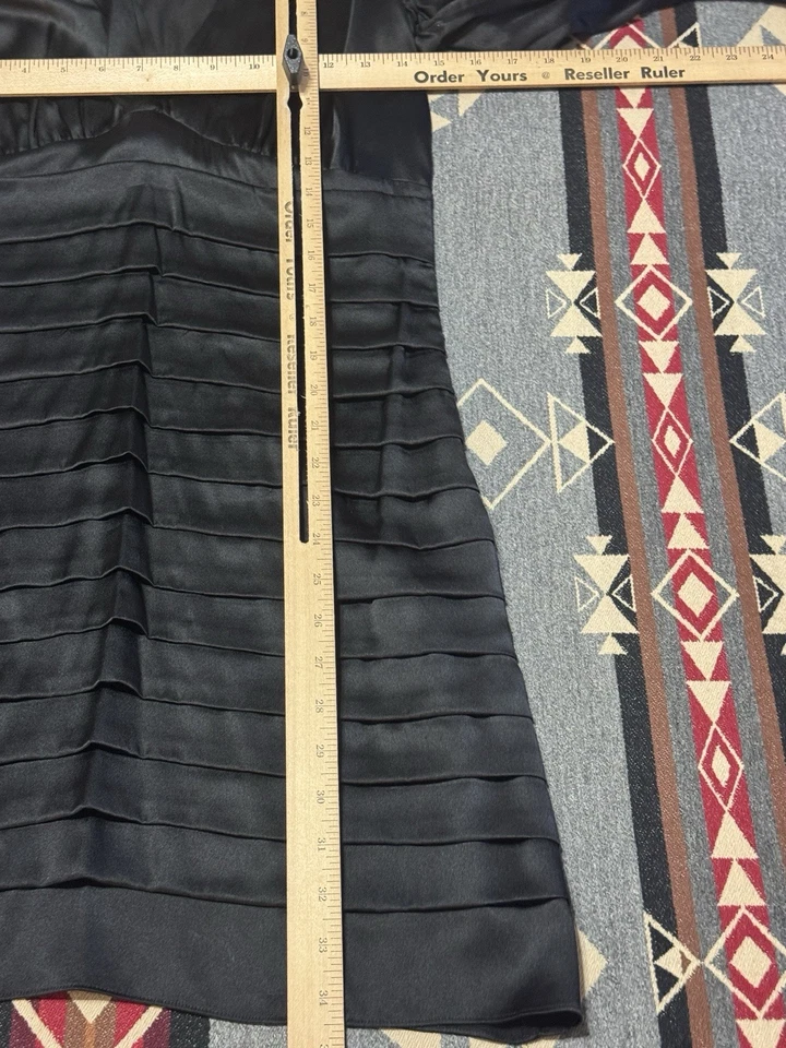 Женское платье Hale Bob черное шелковое с рукавами-раструбами с v-образным вырезом M4 - Изображение 4 из 4