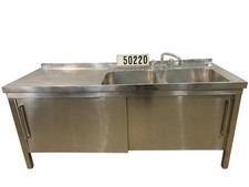 Edelstahl Spüle Doppelspüle Spülbecken Spültisch mit Armaturen für Gastro 50220