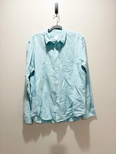GAP Men's Aqua Button Down Shirt Linen Blend Business Casual Lightweight Size L