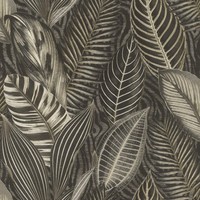 Rasch Vliestapete 751833 African Queen Iii, BläTter Schwarz Gold, 10,05 X 0,53 M