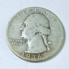 1936-S 25c Washington Silver Quarter - 90% SILVER GOOD DETAILS #9948