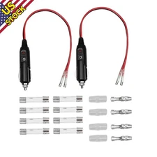 2Pcs DC 12V 15A Fused LED Light Car Truck Cigarette Lighter Male Plug Adapter