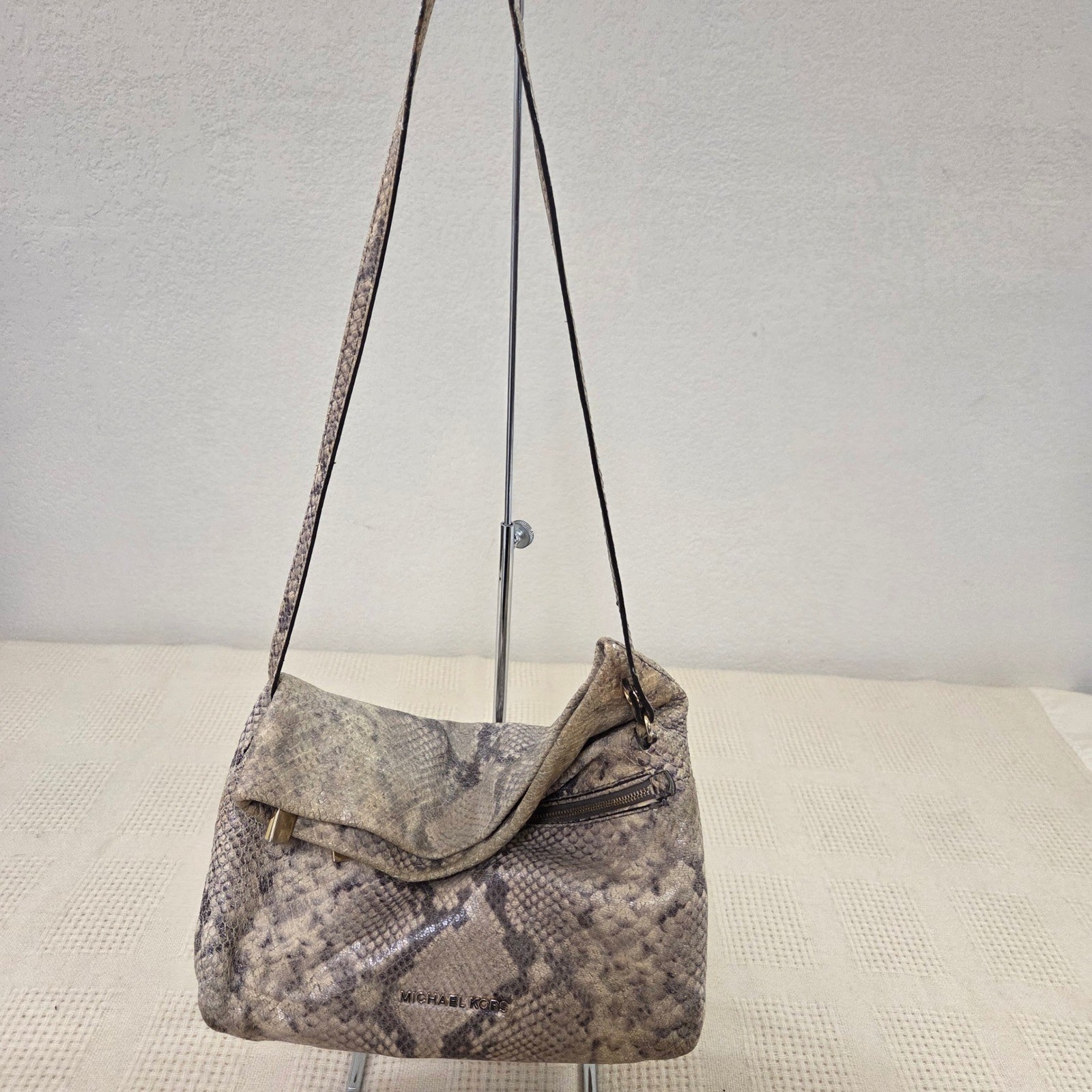 Michael Kors Python Embossed Leather Shoulder Bag… - image 1