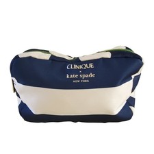 Clinique x Kate Spade New York Cosmetic Bag Pouch Navy White Stripes Polka Dot