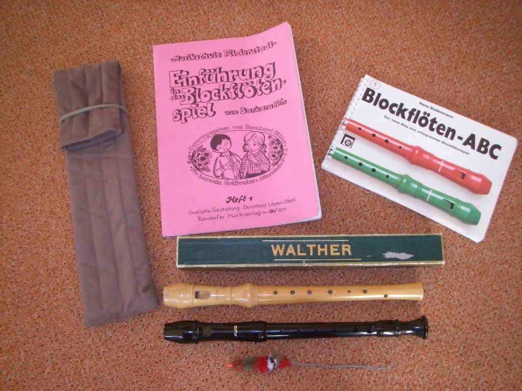 Walther und Aulos Blockflöte Flöte mit Zubehör