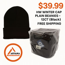 12 Pack Plain Winter Beanie Hats Bulk Unisex Men Women Warm Knit Caps Black