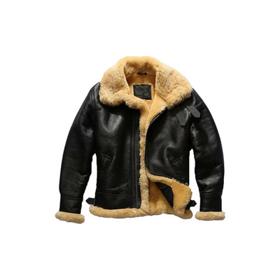 Bomber Fliegerjacke Herren schwarz Lammleder B3