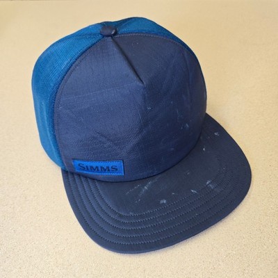 Simms Ultralight Fishing Trucker Hat Mesh Outdoor Hiking Cap OSFA Blue Snapback