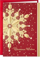 Boxed Holiday Cards, Red and Gold Snowflake (40 Cards with Envelopes)