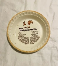 Vintage Watkins Chicken Pot Pie Recipe Pie Plate Farmhouse Country Retro Cottage