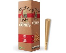 Zig-Zag Pre Rolled Cones Unbleached 1 1/4 Size 100 Cones Rolling Papers