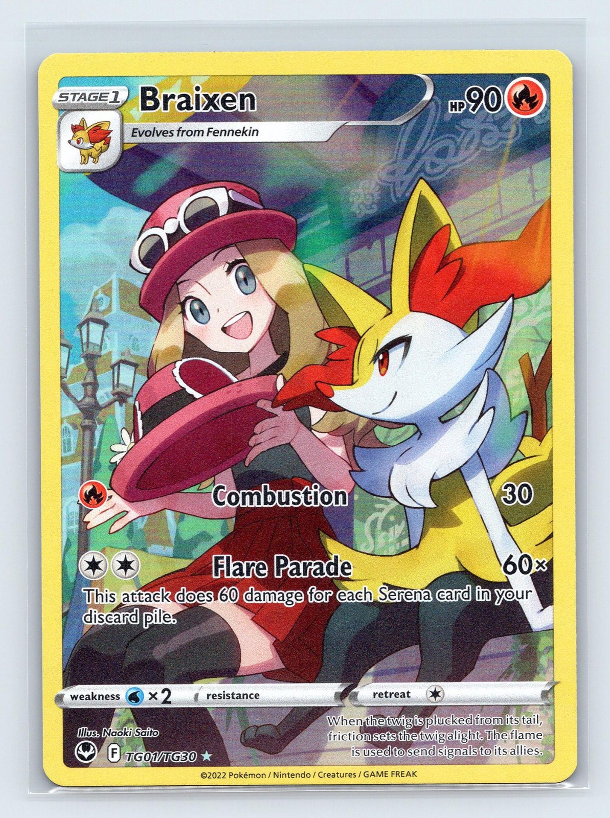 2022 Pokemon Silver Tempest Trainer Gallery TG01/TG30 Braixen Rare Holo