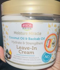 African Pride Moisture Miracle Coconut Baobab Leave-In Cream 15 oz Curls