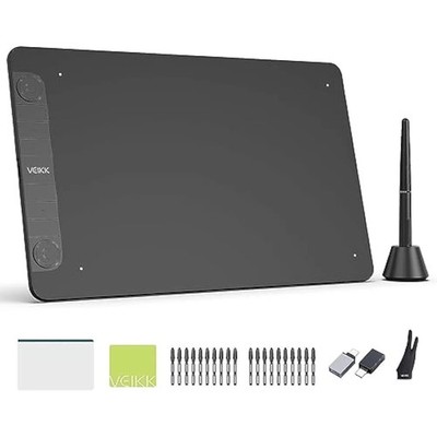 Digitales Grafiktablett Zeichnen, 10x6 Zoll VEIKK VK1060PRO mit 2 Bildrollen