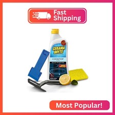 Cerama Bryte Glass Cooktop and Stove Top Cleaner Combo Kit - Includes Cleaning T