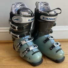 Lange Exclusive 90 Women s Ski Boots, US 6 6.5 / Mondo 23 23.5, Aqua, 4 Buckle