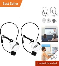 Set of 2 Wired Headset Microphones for Voice Amplifiers Teachers Speakers