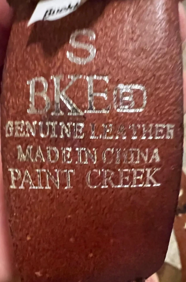 Cinturón BKE Paint Creek Marrón Bordado Parche Trenzado Puntada Latón Hebilla TALLA S Foto 3 de 4