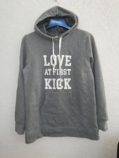 Motherhood Maternity Sweatshirt Hooded Grey Love At First Kick Size Small Z