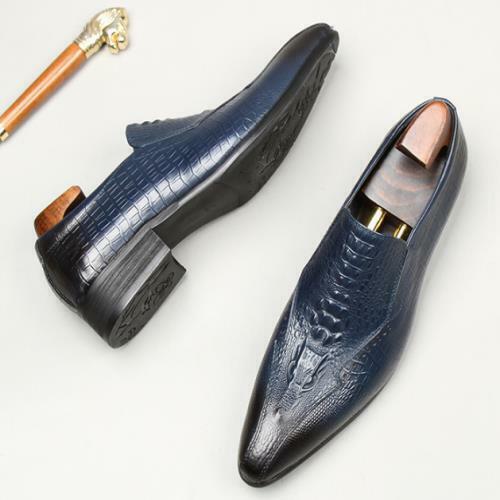 Men's Fashion Pointy Toe Grain Leather Shoes Youth Party Business Dress ...