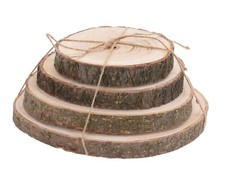 Echtholz Baum Scheibe natur 13-22 cm - 4er Set - Holz Platte Dekorieren Basteln