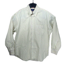 New J McLaughlin Men's Yellow Pink Large Checkered Button Down Flip Cuff Shirt